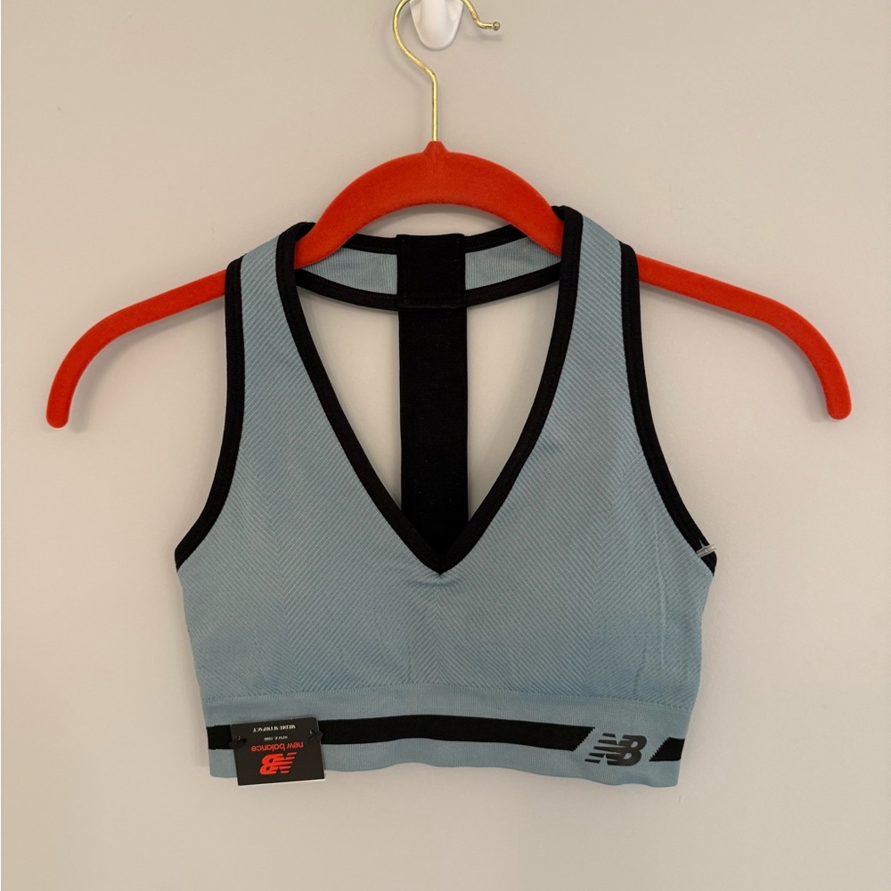 New Balance Medium Impact Sports Bra Smoke Blue, Small